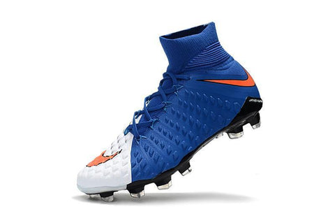Image of Nike Hypervenom Phantom III DF FG Soccer Cleats Blue White Red - KicksNatics