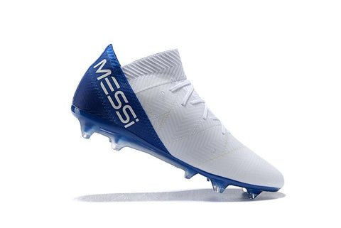 Image of ADIDAS NEMEZIZ MESSI 18.1 FIRM GROUND CLEATS WHITE BLUE BLACK - KicksNatics