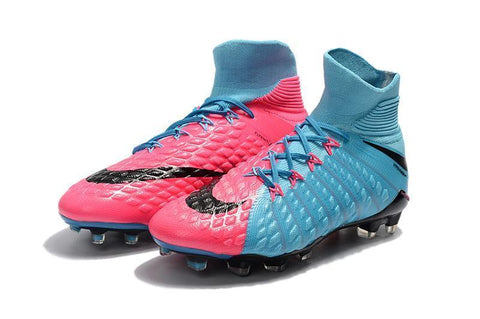 Image of Nike Hypervenom Phantom III DF FG Soccer Cleats Blue Pink Black - KicksNatics