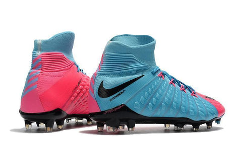 Image of Nike Hypervenom Phantom III DF FG Soccer Cleats Blue Pink Black - KicksNatics