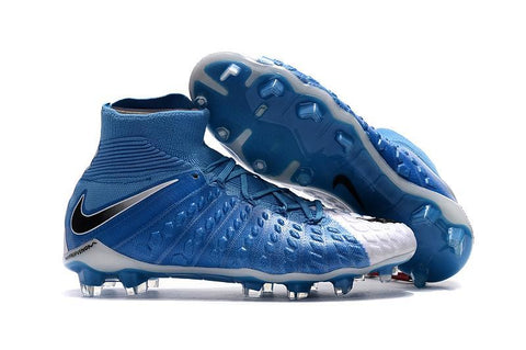 Image of Nike Hypervenom Phantom III DF FG Soccer Cleats Sky Blue White Black - KicksNatics