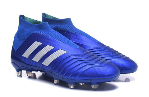 Image of Adidas Predator 18+ FG Soccer Cleats Royal Blue White - KicksNatics