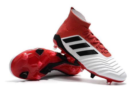 Image of Adidas Predator 18.1 FG Soccer Cleats Red White Retro Black - KicksNatics