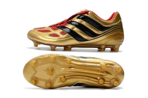 Image of Adidas Predator Precision FG Soccer Cleats Golden Red Black - KicksNatics