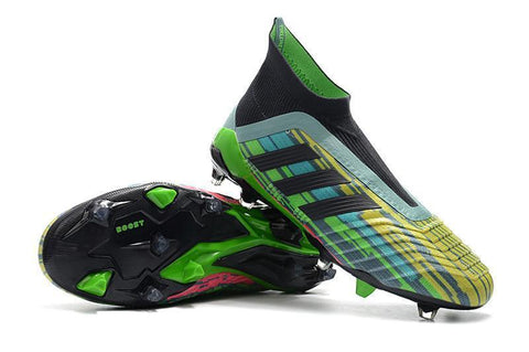 Image of Adidas Predator 18+ FG Soccer Cleats Green Black Blue Yellow - KicksNatics