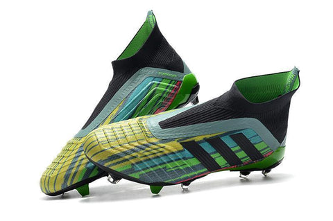 Image of Adidas Predator 18+ FG Soccer Cleats Green Black Blue Yellow - KicksNatics