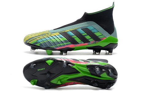 Image of Adidas Predator 18+ FG Soccer Cleats Green Black Blue Yellow - KicksNatics