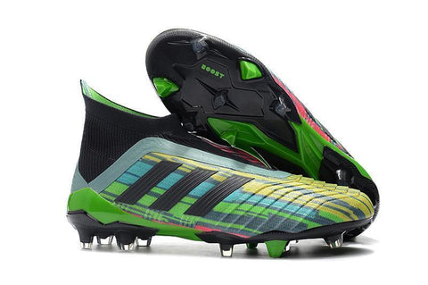 Image of Adidas Predator 18+ FG Soccer Cleats Green Black Blue Yellow - KicksNatics