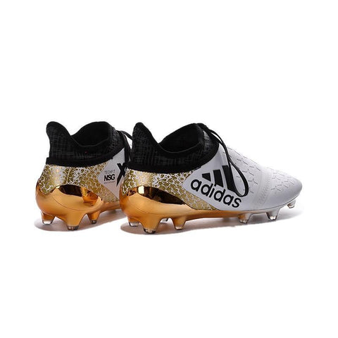 Image of Adidas X 16+ Purechaos FG/AG Soccer Cleats White Gold Metallic Black - KicksNatics