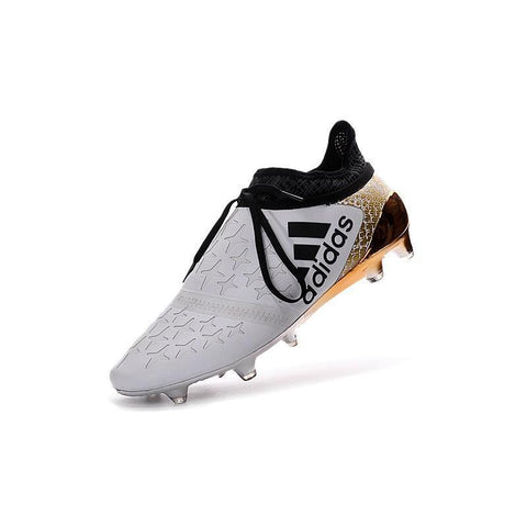 Image of Adidas X 16+ Purechaos FG/AG Soccer Cleats White Gold Metallic Black - KicksNatics