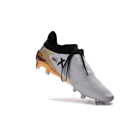 Image of Adidas X 16+ Purechaos FG/AG Soccer Cleats White Gold Metallic Black - KicksNatics