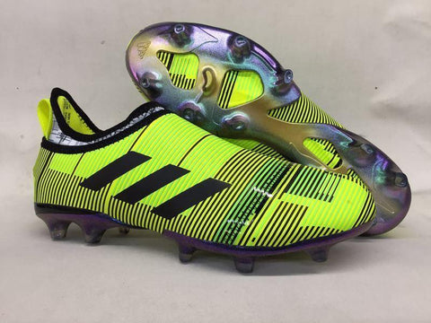 Image of Adidas Glitch Skin 17 FG Soccer Shoes Fluorescent Green Black - KicksNatics