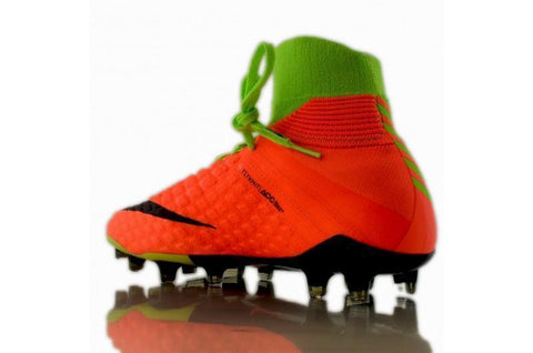 Image of Nike Hypervenom Phantom III DF FG Soccer Cleats Electric Green Orange - KicksNatics