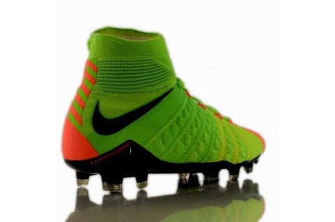 Image of Nike Hypervenom Phantom III DF FG Soccer Cleats Electric Green Orange - KicksNatics