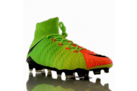 Image of Nike Hypervenom Phantom III DF FG Soccer Cleats Electric Green Orange - KicksNatics