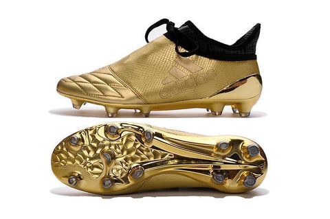 Image of Adidas X 16+ Purechaos FG/AG Soccer Cleats Golden Black - KicksNatics