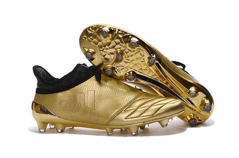 Image of Adidas X 16+ Purechaos FG/AG Soccer Cleats Golden Black - KicksNatics