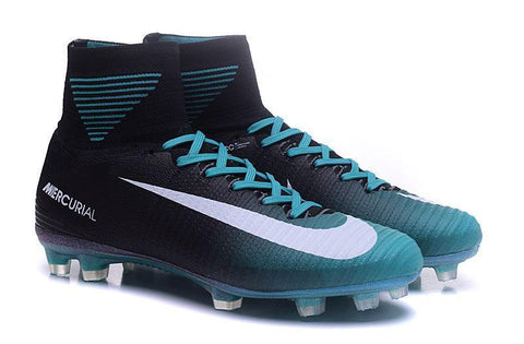 Image of Nike Mercurial Superfly V FG Soccer Cleats Blue Black White - KicksNatics