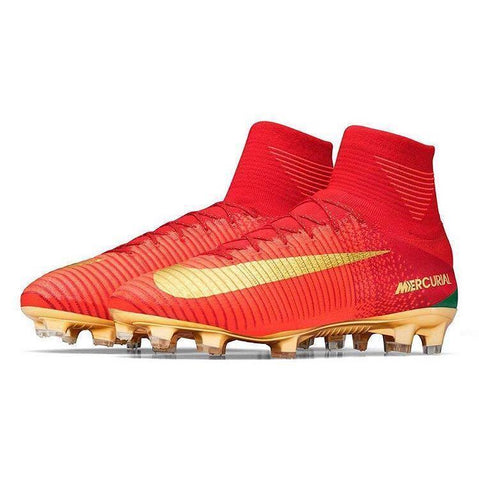 Image of Nike Mercurial Superfly V CR7 FG Soccer Cleats Red Golden - KicksNatics