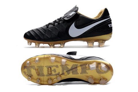 Image of Nike Tiempo Legend VI FG Soccer Cleats Black White Metallic Gold - KicksNatics