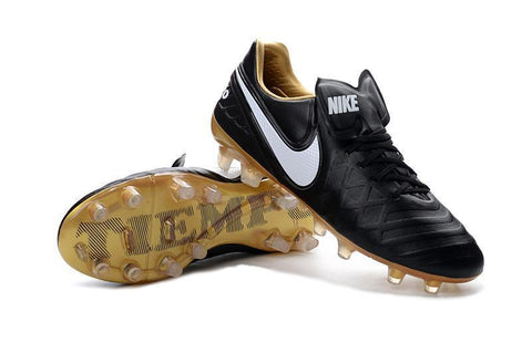 Image of Nike Tiempo Legend VI FG Soccer Cleats Black White Metallic Gold - KicksNatics