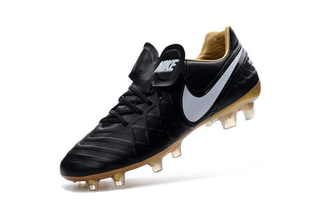 Image of Nike Tiempo Legend VI FG Soccer Cleats Black White Metallic Gold - KicksNatics