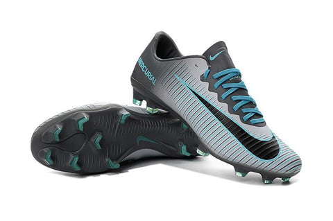 Image of Nike Mercurial Vapor XI FG Soccer Cleats Grey Black Blue - KicksNatics