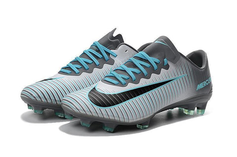 Image of Nike Mercurial Vapor XI FG Soccer Cleats Grey Black Blue - KicksNatics