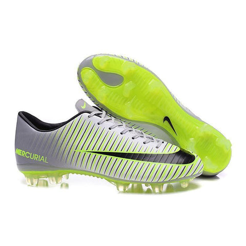 Image of Nike Mercurial Vapor XI FG Soccer Cleats Grey White Green - KicksNatics