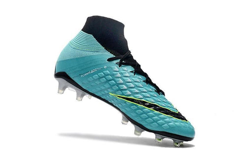 Image of Nike Hypervenom Phantom III DF FG Soccer Cleats Black Turquoise Blue - KicksNatics