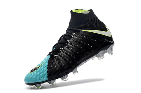 Image of Nike Hypervenom Phantom III DF FG Soccer Cleats Black Turquoise Blue - KicksNatics
