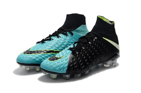 Image of Nike Hypervenom Phantom III DF FG Soccer Cleats Black Turquoise Blue - KicksNatics