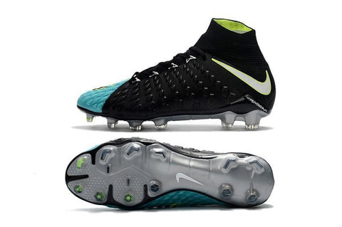 Image of Nike Hypervenom Phantom III DF FG Soccer Cleats Black Turquoise Blue - KicksNatics