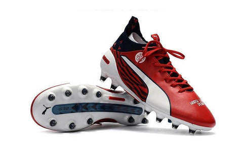 Image of PUMA evoTOUCH Pro FG Soccer Cleats Red White Blue Black