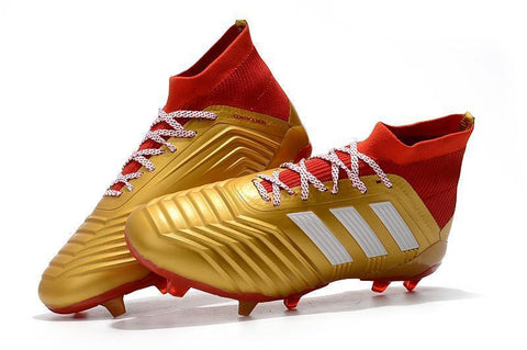 Image of Adidas Predator 18.1 FG Soccer Cleats Golden Core White Red - KicksNatics