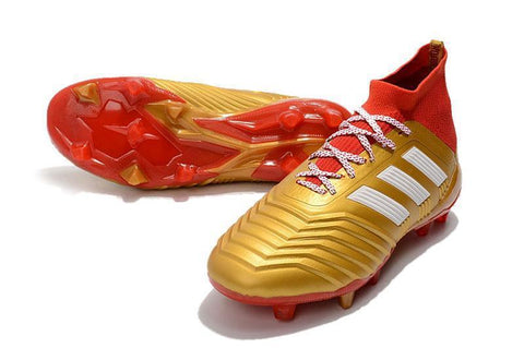 Image of Adidas Predator 18.1 FG Soccer Cleats Golden Core White Red - KicksNatics
