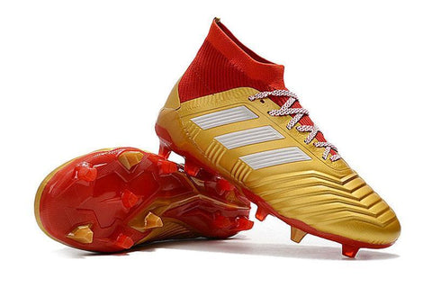 Image of Adidas Predator 18.1 FG Soccer Cleats Golden Core White Red - KicksNatics