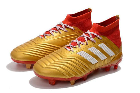 Image of Adidas Predator 18.1 FG Soccer Cleats Golden Core White Red - KicksNatics