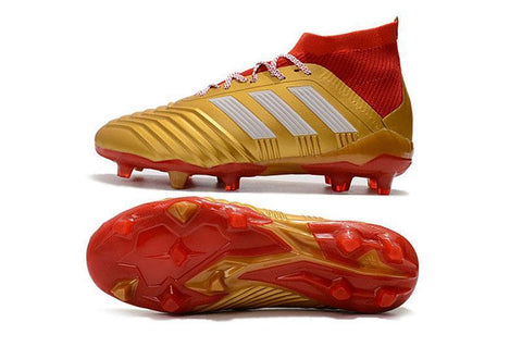 Image of Adidas Predator 18.1 FG Soccer Cleats Golden Core White Red - KicksNatics