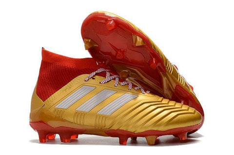 Image of Adidas Predator 18.1 FG Soccer Cleats Golden Core White Red - KicksNatics