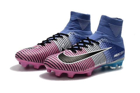 Image of Nike Mercurial Superfly V FG Soccer Cleats Pink White Blue - KicksNatics
