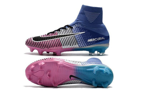 Image of Nike Mercurial Superfly V FG Soccer Cleats Pink White Blue - KicksNatics