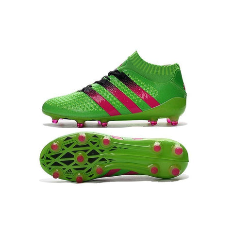 Image of ADIDAS ACE 16.1 PRIMEKNIT FG - SOLAR GREENSHOCK PINKCORE BLACK - KicksNatics