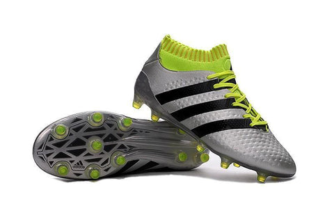 Image of Adidas ACE 16.1 Primeknit FG/AG Soccer Shoes Silver Black Solar Yellow - KicksNatics