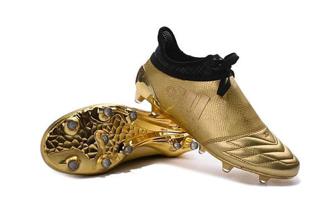 Image of Adidas X 16+ Purechaos FG/AG Soccer Cleats Golden Black - KicksNatics
