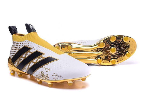 Image of Adidas ACE 16+ Purecontrol FG/AG Soccer Cleats White Gold Black - KicksNatics