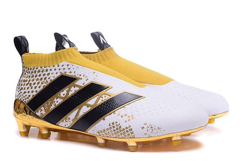 Image of Adidas ACE 16+ Purecontrol FG/AG Soccer Cleats White Gold Black - KicksNatics