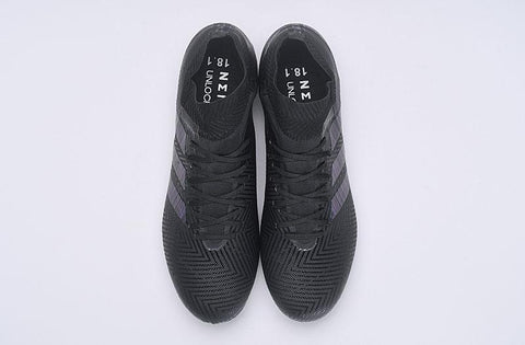 Image of ADIDAS NEMEZIZ MESSI 18+ FIRM GROUND CLEATS BLACK ALL BLACK - KicksNatics