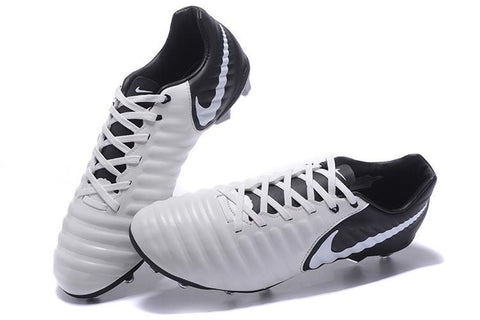 Image of Nike Tiempo Legend VII FG Soccer Cleats White Black - KicksNatics