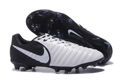 Image of Nike Tiempo Legend VII FG Soccer Cleats White Black - KicksNatics
